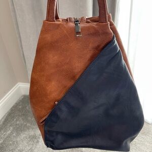 Leather Two-Tone Brown and Black Women's Backpack